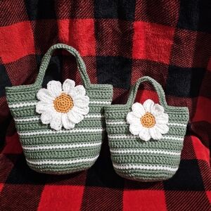 Handmade Crochet Mommy & Me Mini Tote Bags